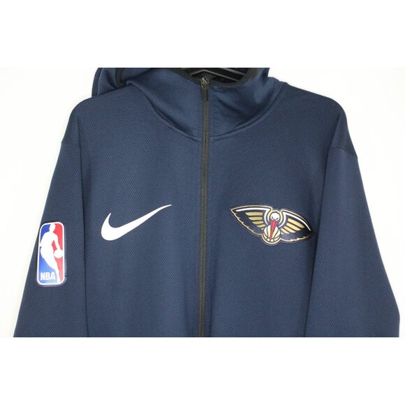Nike Mens Large Showtime NBA New Orleans Pelicans Zip Up Hooded Jacket K626 - Picture 2 of 7